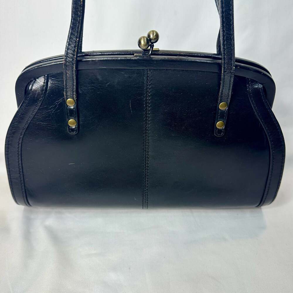 Fossil Forever Vintage Black Leather Kiss-Lock Shoulder Bag - Picture 2 of 10